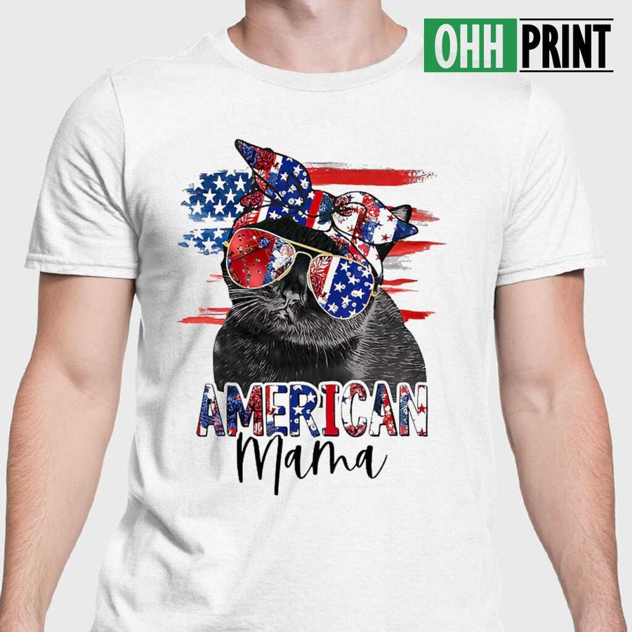 American Black Cat Mama Tshirts White