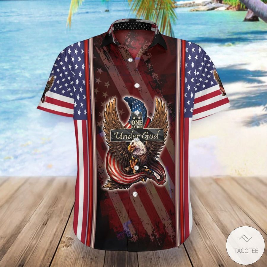 American Eagle One Nation Under God Hawaiian Shirt