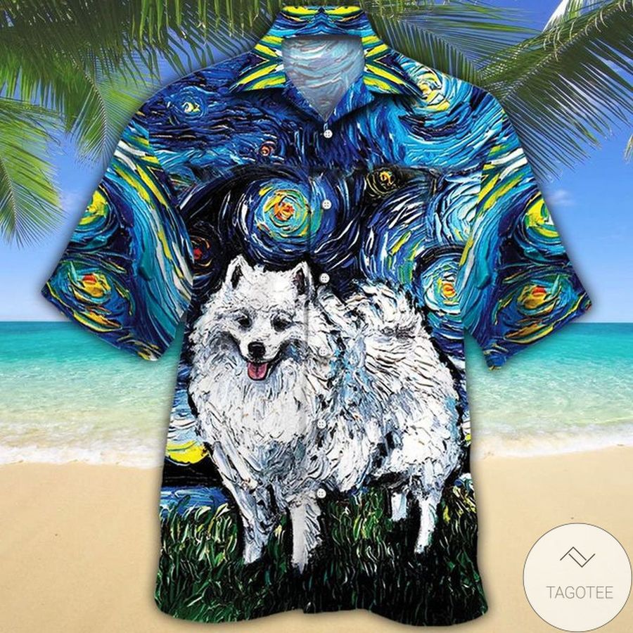 American Eskimo Dog Lovers Starry Night Hawaiian Shirt