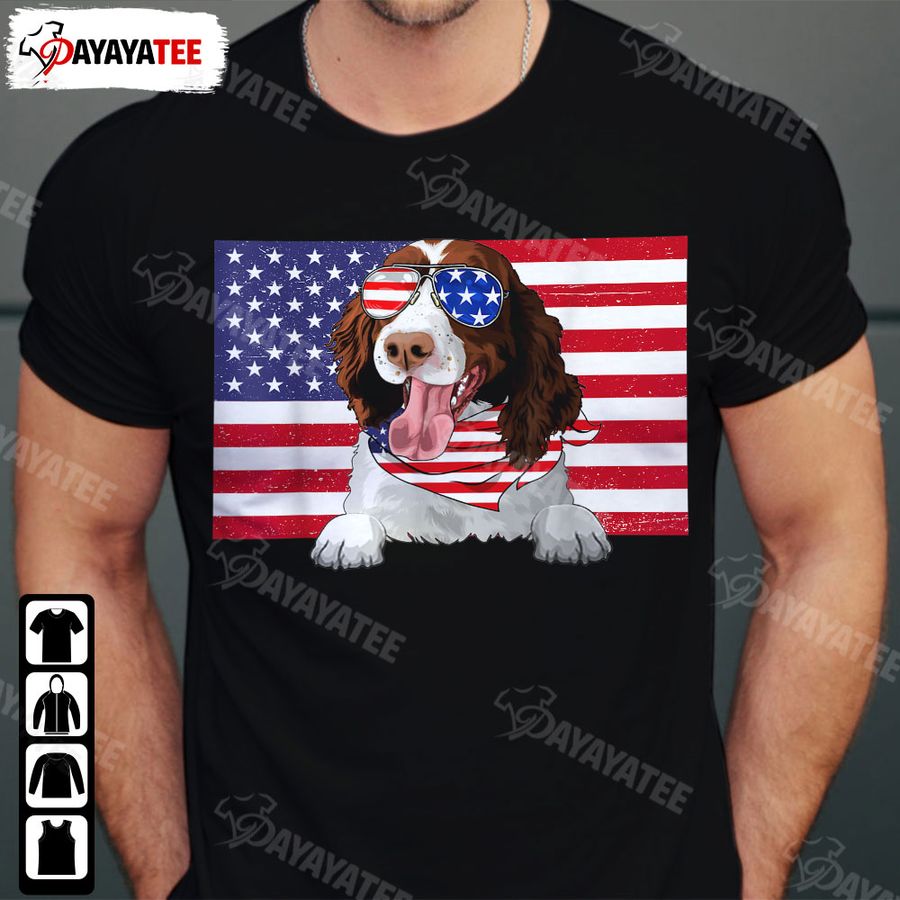 American Flag 4th of July English Springer Spaniel Dog Lover Shirt