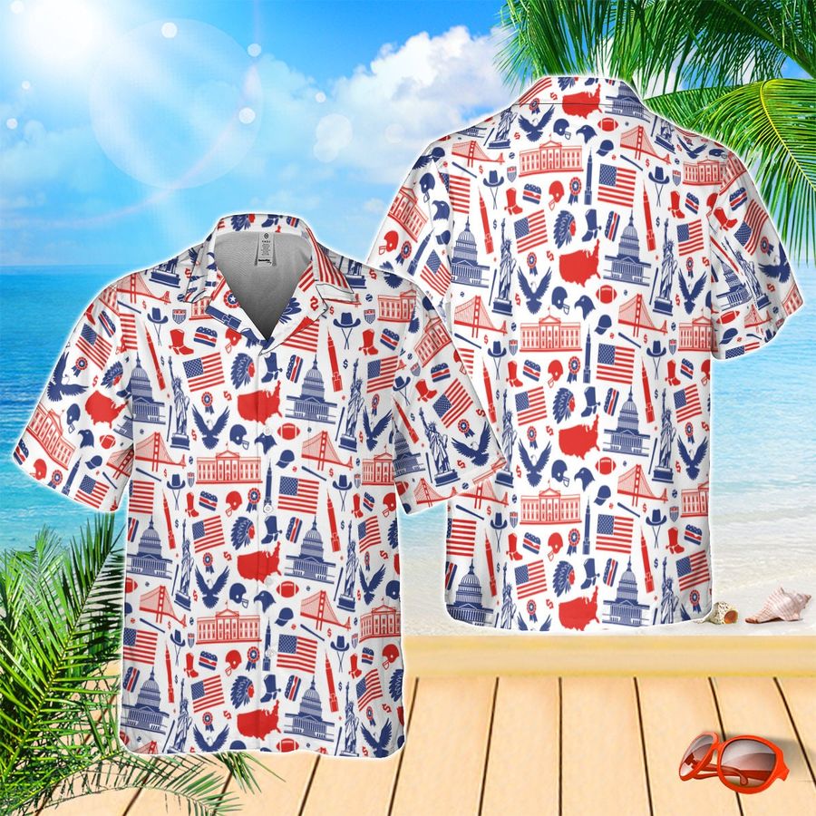 American Flag Summer Flag Style Novelty 4th Of July Hawaii Shirt