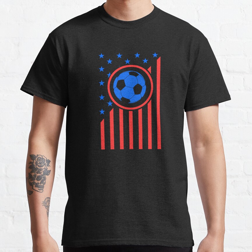 American Soccer Athlete Futbol Player USA Flag 7v7 9v9 Team graphic Classic T-Shirt