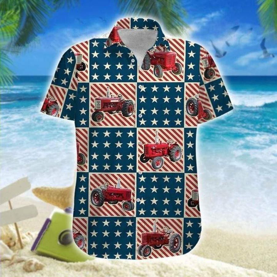 American Tractor 4Th Of July Hawaiian Shirt Pre10982, Hawaiian shirt, beach shorts, One-Piece Swimsuit, Polo shirt, funny shirts, gift shirts