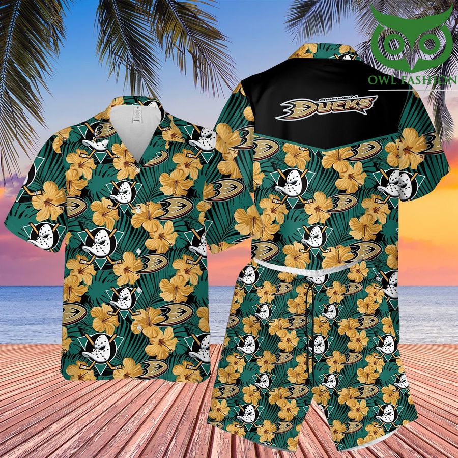 Anaheim Ducks logo green Hawaiian Shirt
