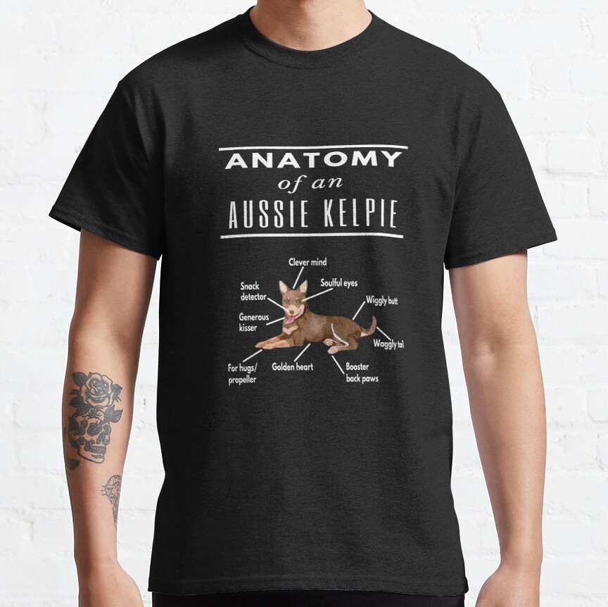 Anatomy of An Australian Kelpie Dogs Watercolor Classic T-Shirt
