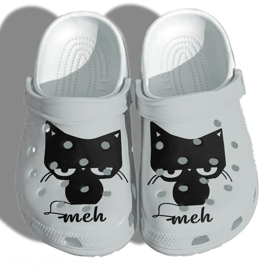Anime Black Cat Meh Meh Funny Outdoor Crocs Shoes Clogs - Cat Cute Love Custom Crocs Shoes Clogs Gifts