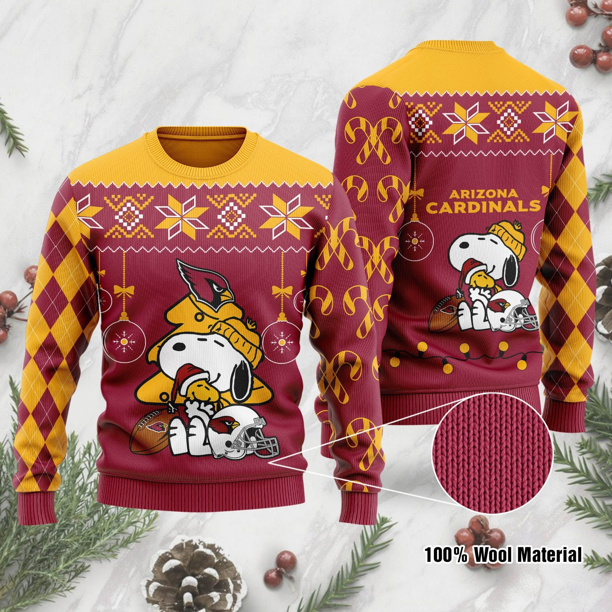 Arizona Cardinals Funny Charlie Brown Peanuts Snoopy Ugly Christmas Sweater