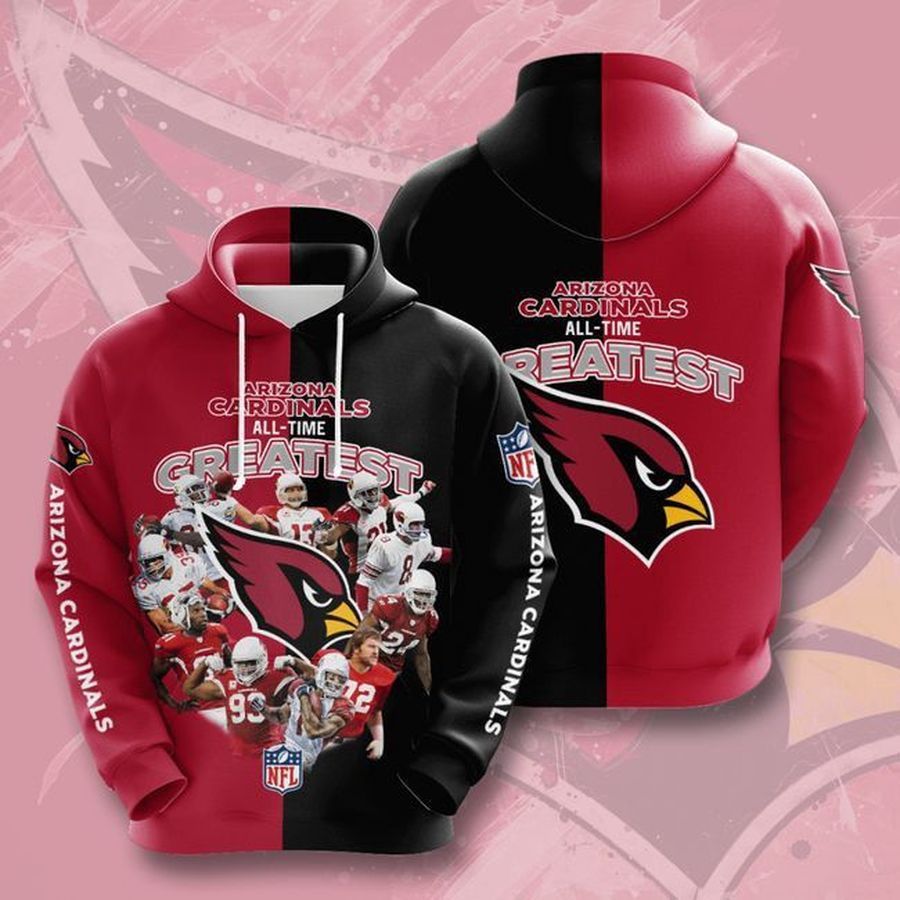 Arizona Cardinals Legend All Time3d Hoodie Hooded Pocket Pullover