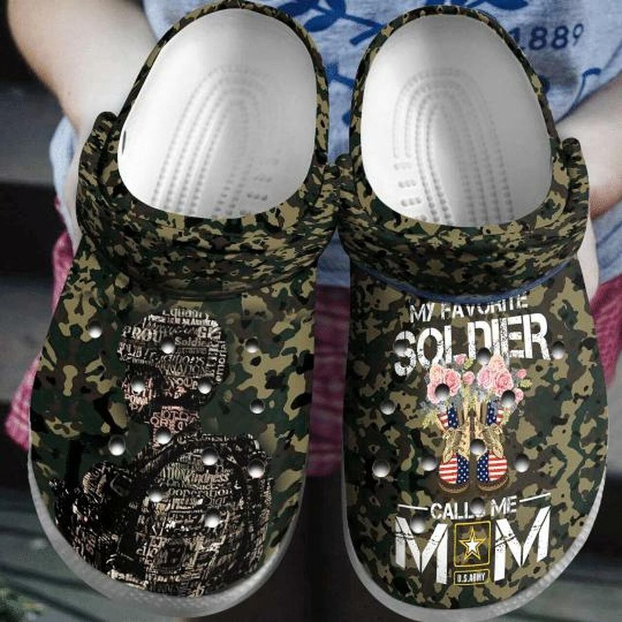 Army Camo My Favorite Soldier Call Me Mom Comfortable For Man And Women Classic Water Rubber Crocs Crocband Clogs Comfy Footwear