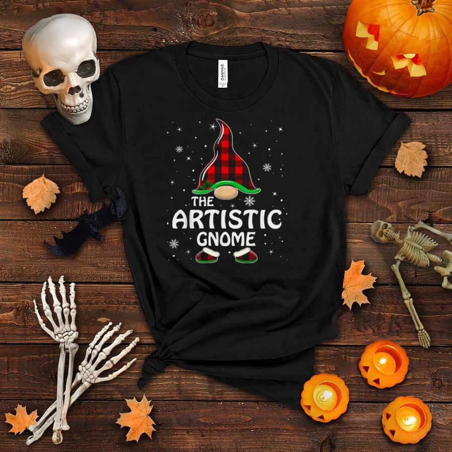 Artistic Gnome Buffalo Plaid Matching Family Christmas T Shirt