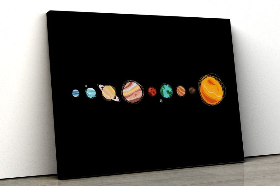 Artistic Solar System Poster, Canvas, Planets Print, Space, Solar System Art, Wall Decor
