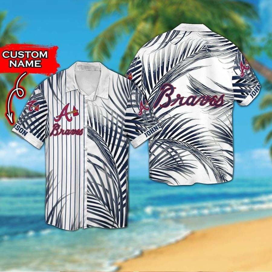 Atlanta Braves Custom Personalized Short Sleeve Button Up Tropical Aloha Hawaiian Shirts For Men Women