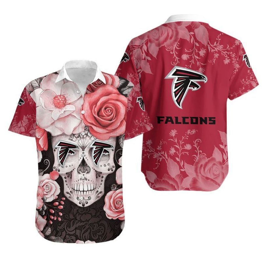 Atlanta Falcons Skull Gift For Fan Hawaiian Graphic Print Short Sl