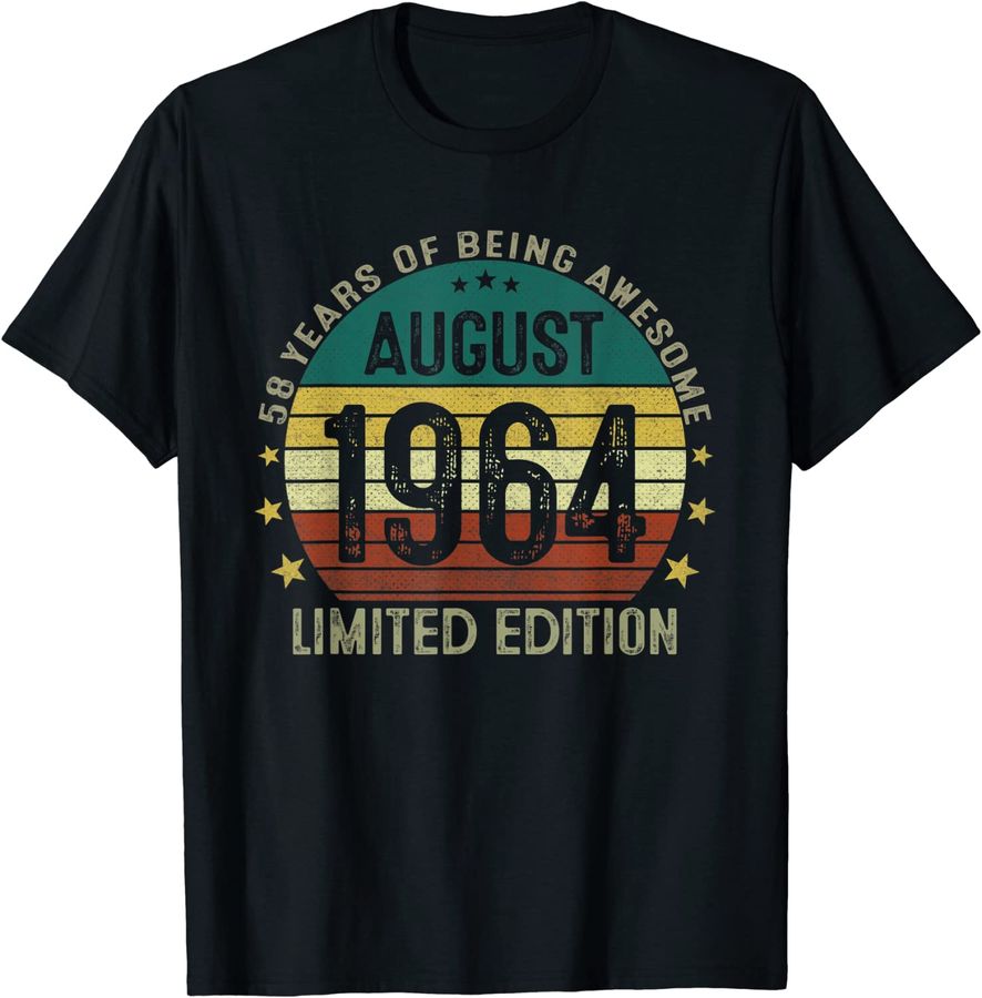August 1964 58 Years Old Gift For Men Vintage 58th Birthday