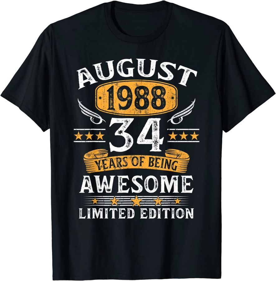 August 1988 Limited Edition 34th Birthday 34 Years Old Gift_1