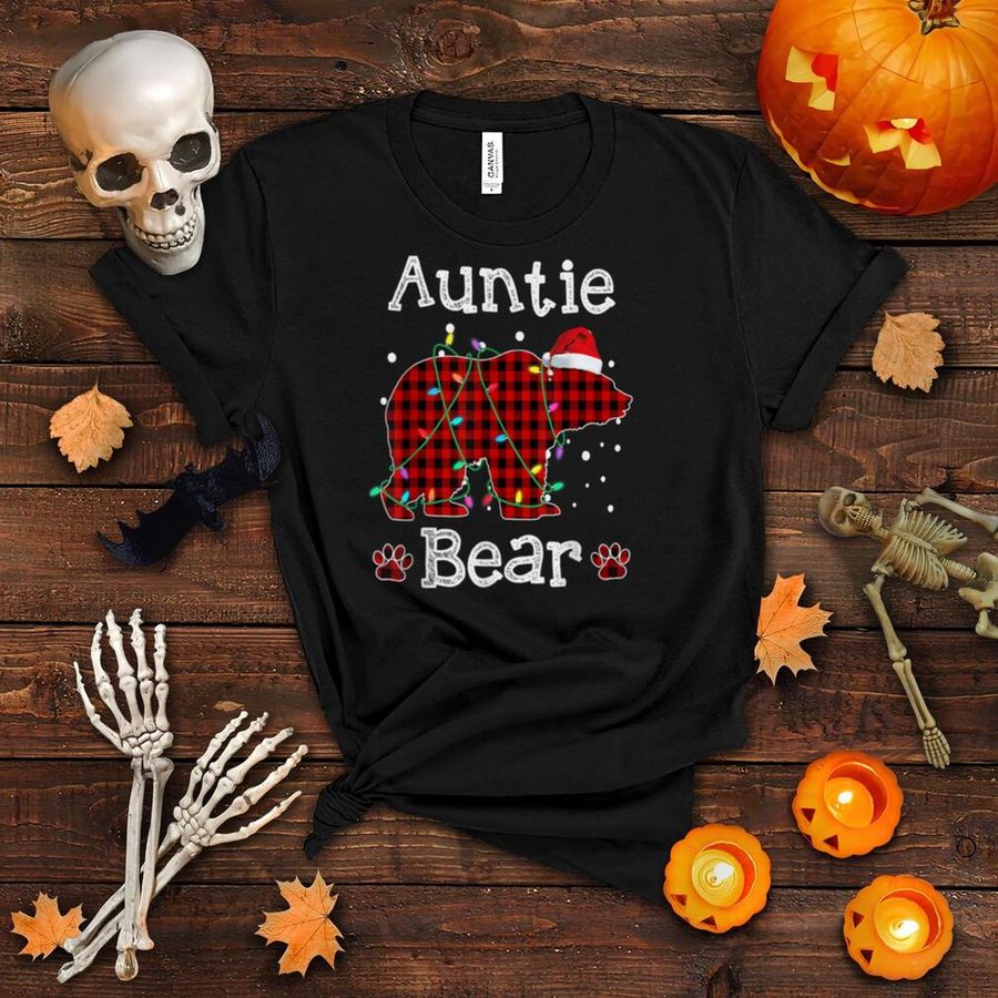 Auntie Bear Shirt Red Buffalo Plaid Auntie Bear Pajama T Shirt