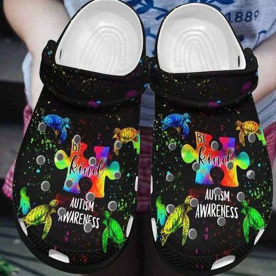 Autism Awareness Day Autism Puzzle Turtles Be Kind Crocs Crocband Clog Shoes