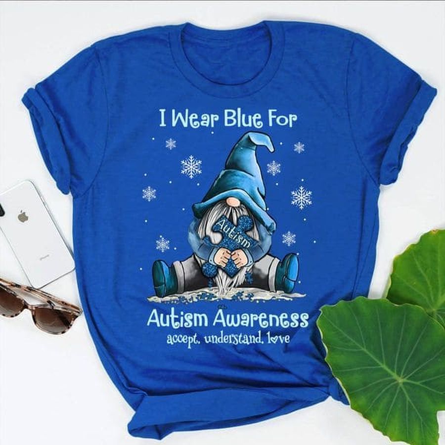 Autism Gnomes Snowflakes – I wear blue for autism awareness accept understand love