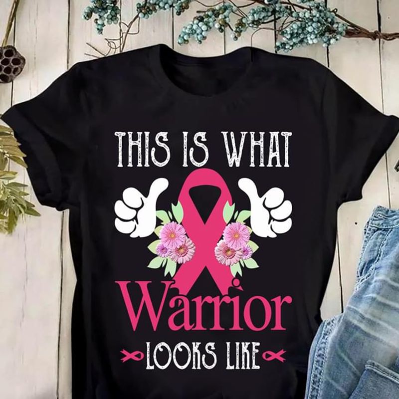 Awareness Breast Cancer Warrior Sunflowers This Is What Looks Like Black T Shirt Men And Women S-6XL Cotton