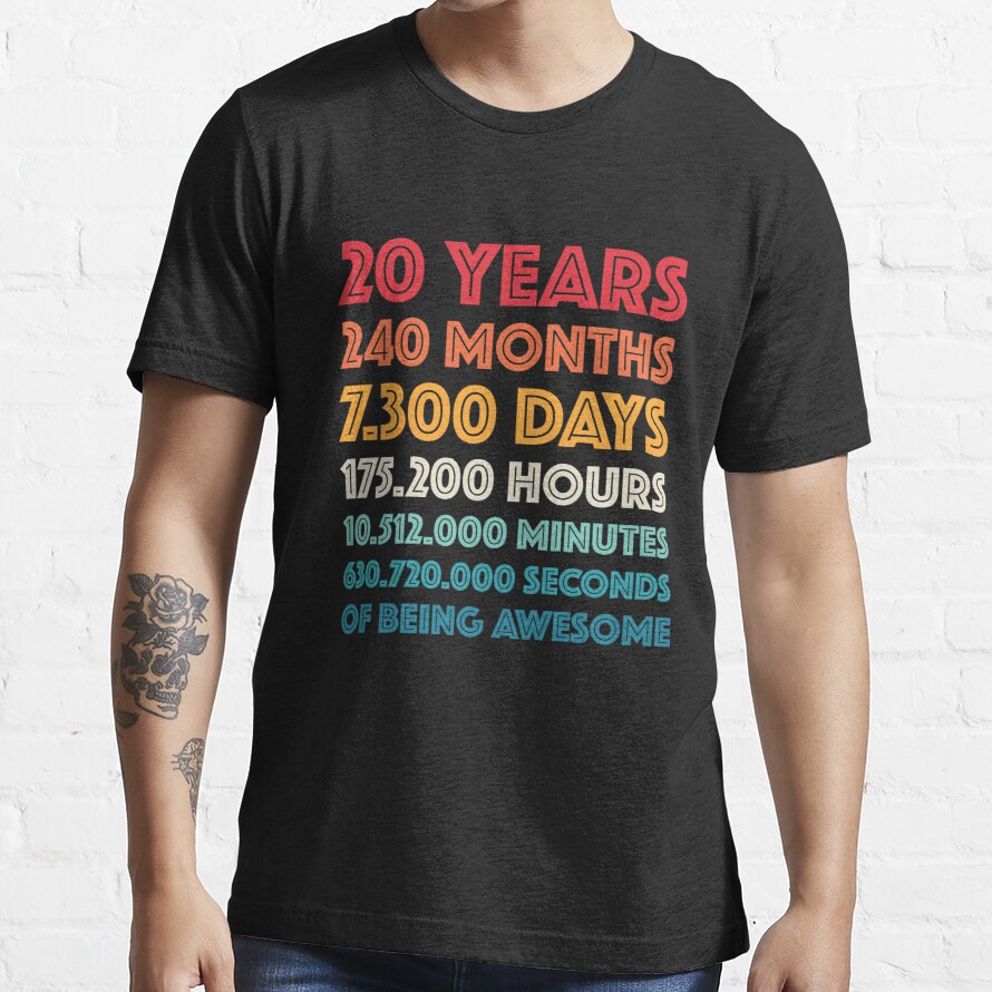 Awesome 20th Birthday Gift Funny Retro 20 Year Old Birthday Essential T-Shirt