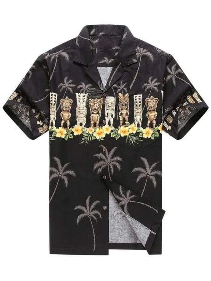 Awesome Black Tiki Hawaiian Shirt Pre13586, Hawaiian shirt, beach shorts, One-Piece Swimsuit, Polo shirt, funny shirts, gift shirts, Graphic Tee