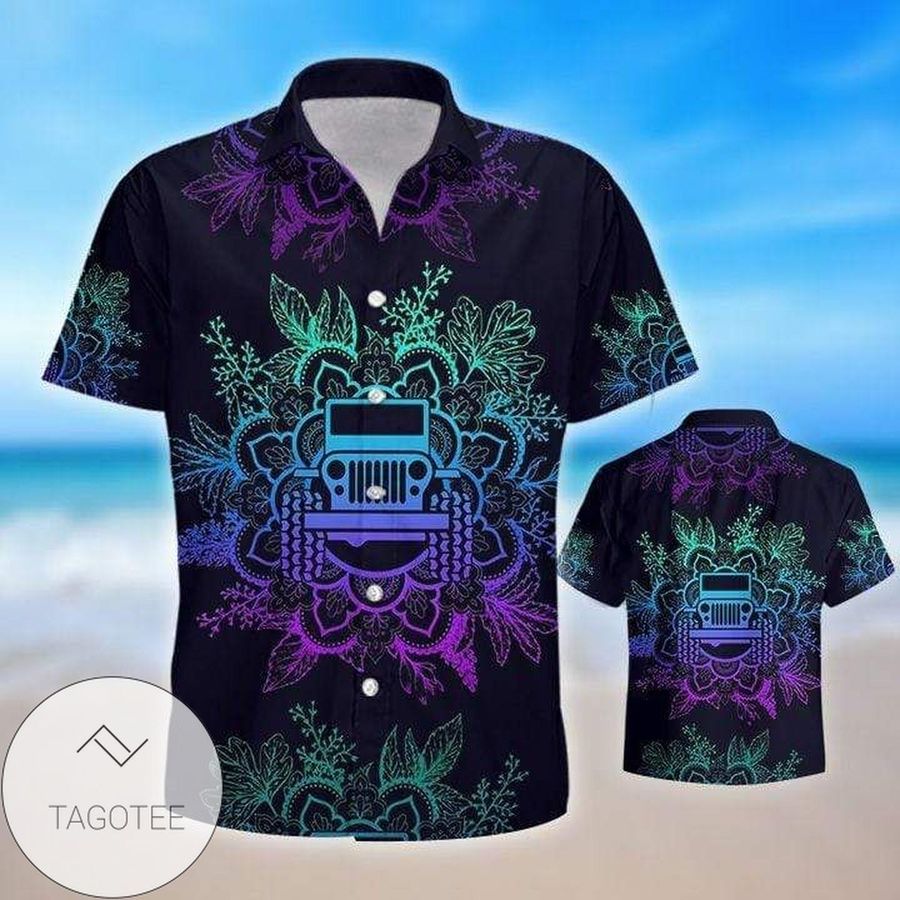 Awesome Jeep Mandala Ombre Purple Black Aloha Authentic Hawaiian Shirt 2022s