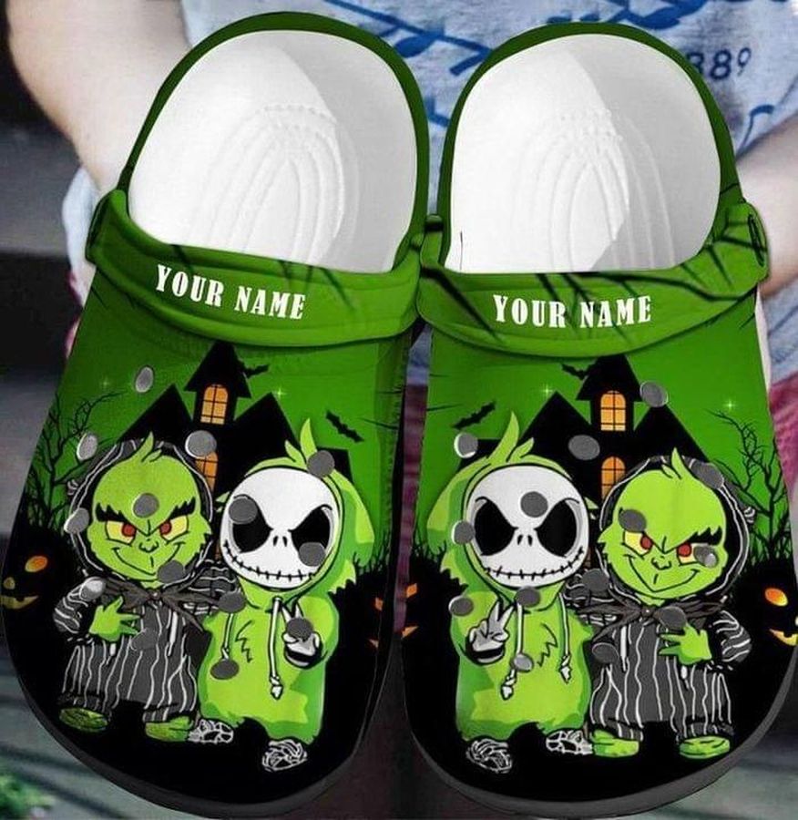 Baby Grinch And Jack Skellington Custom Name No55 Crocs Clog Shoes