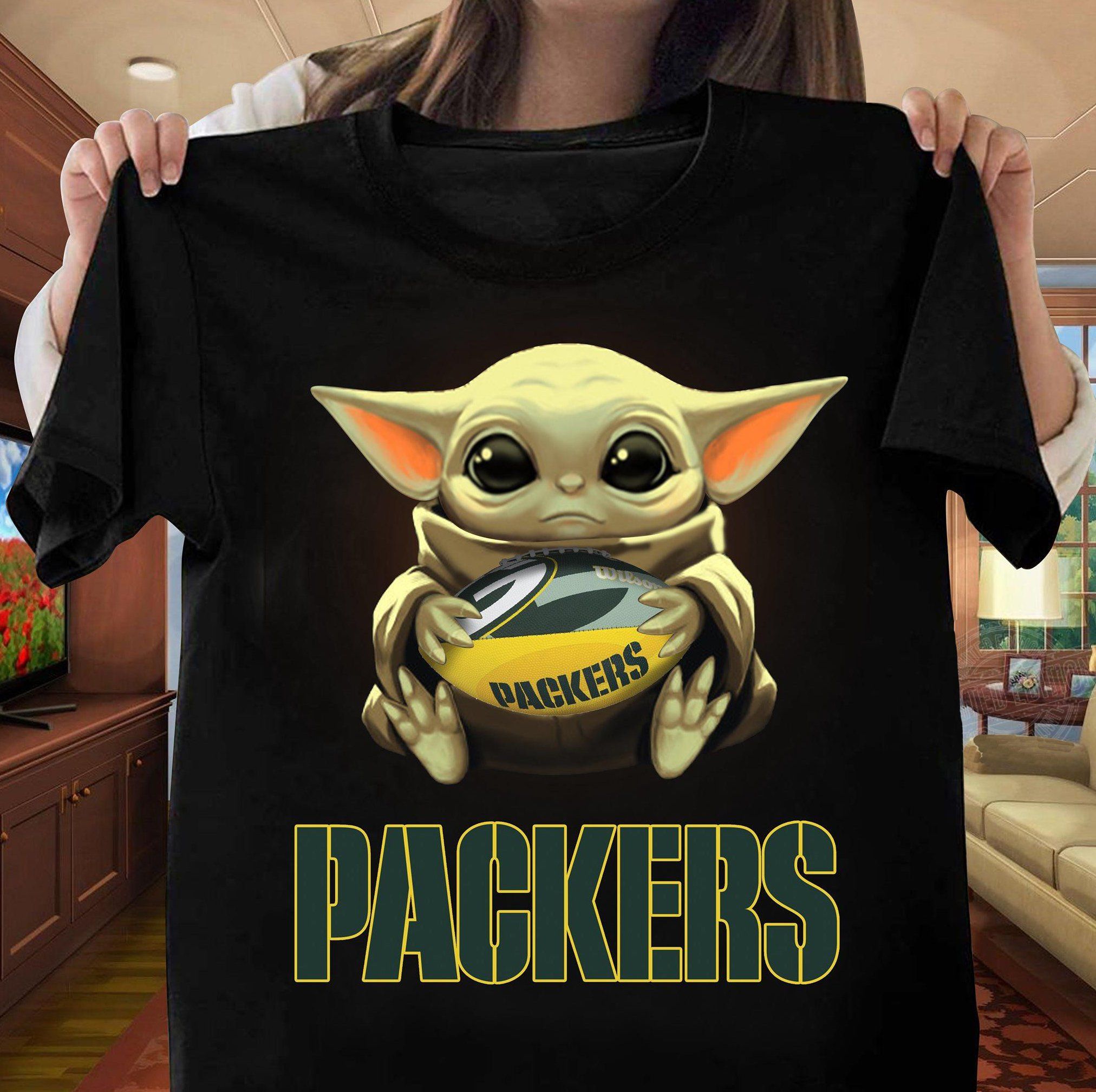 Baby Yoda Hug Green Bay Packer T-Shirt