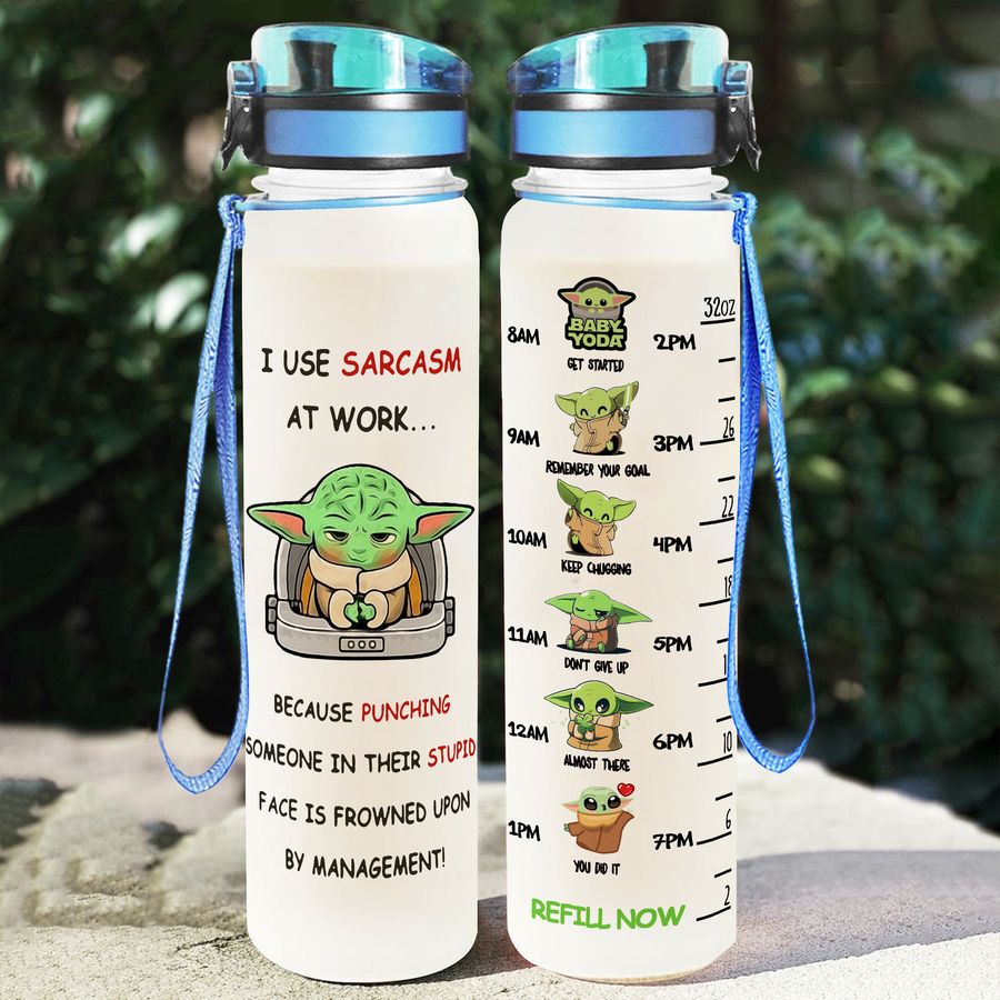Baby Yoda Liter Motivational Water Bottle With Time Marker