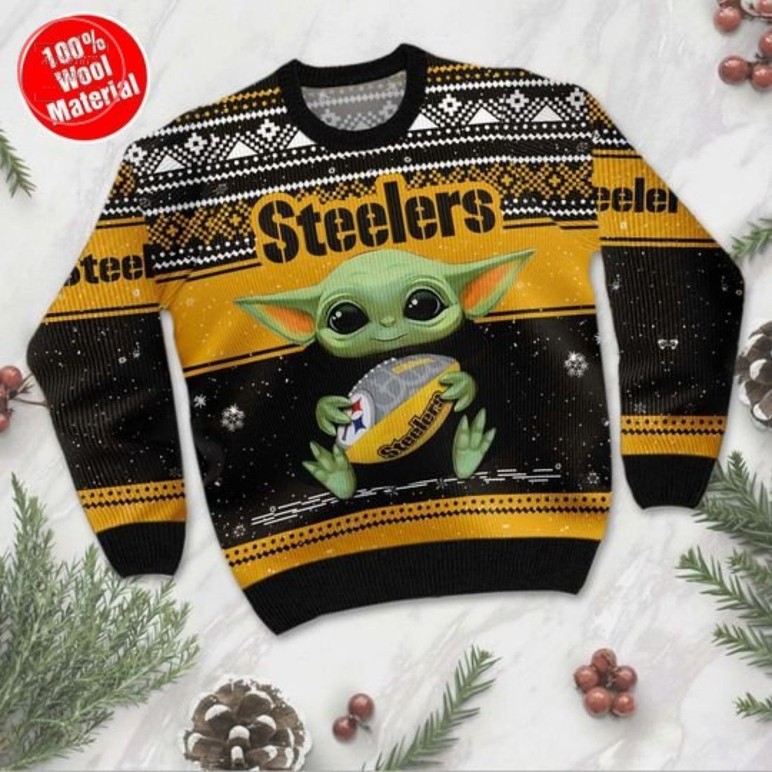 Baby Yoda Pittsburgh Steelers Christmas For Fans Ugly Christmas Sweater