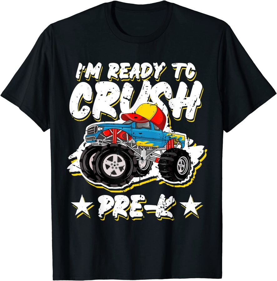 Back To School Shirt Pre-K Monster Truck Boys Kids