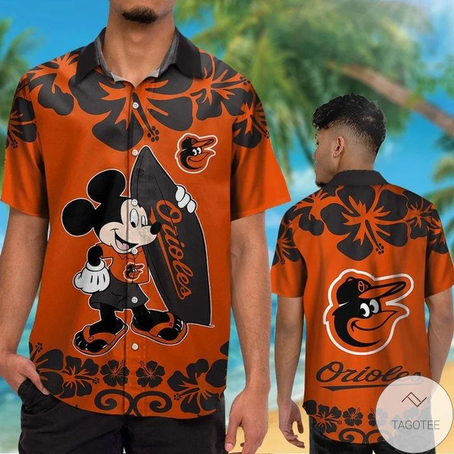 Baltimore Orioles Mickey Mouse Hawaiian Shirt