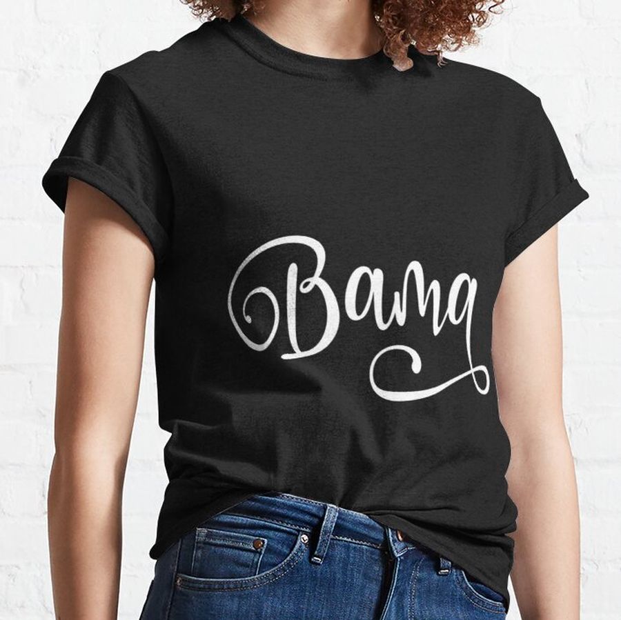Bama White Fancy Script Alabama Classic T-Shirt