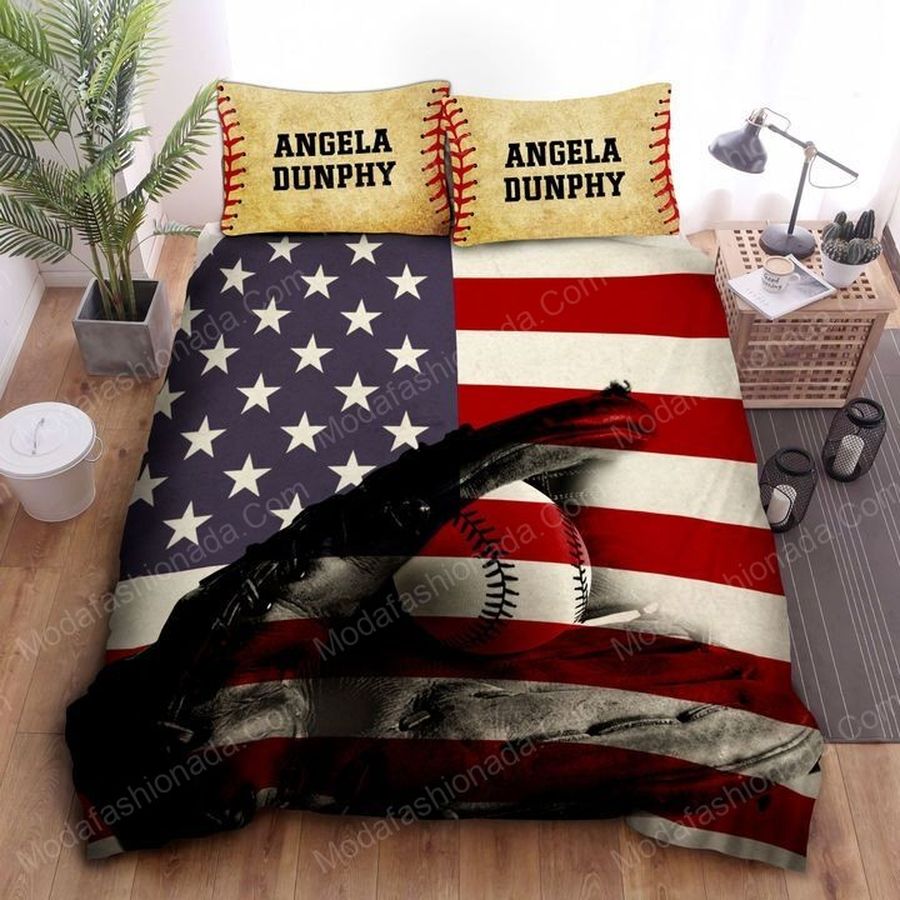 Baseball American Flag Personalized Custom Name Sport 26 Bedding Set – Duvet Cover – 3D New Luxury – Twin Full Queen King Size Comforter Cover