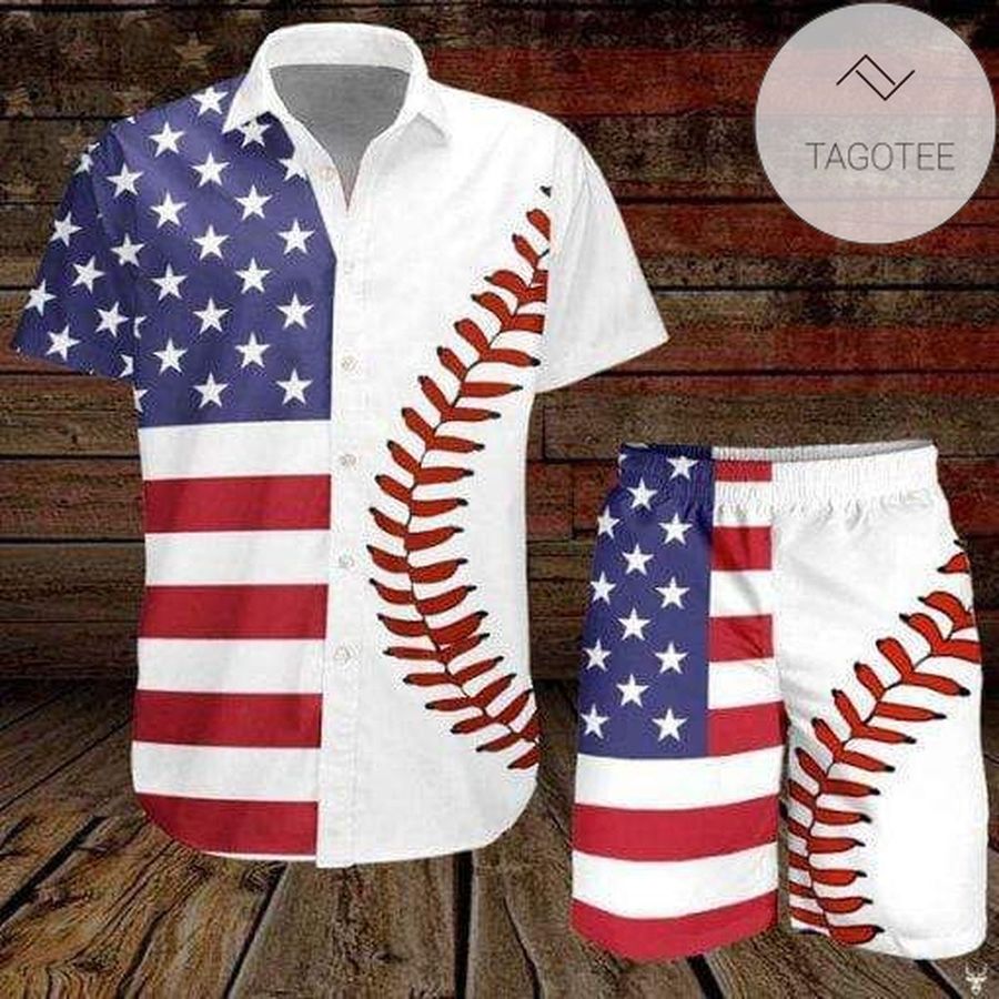 Baseball American Flag Tropical Authentic Hawaiian Shirt 2022