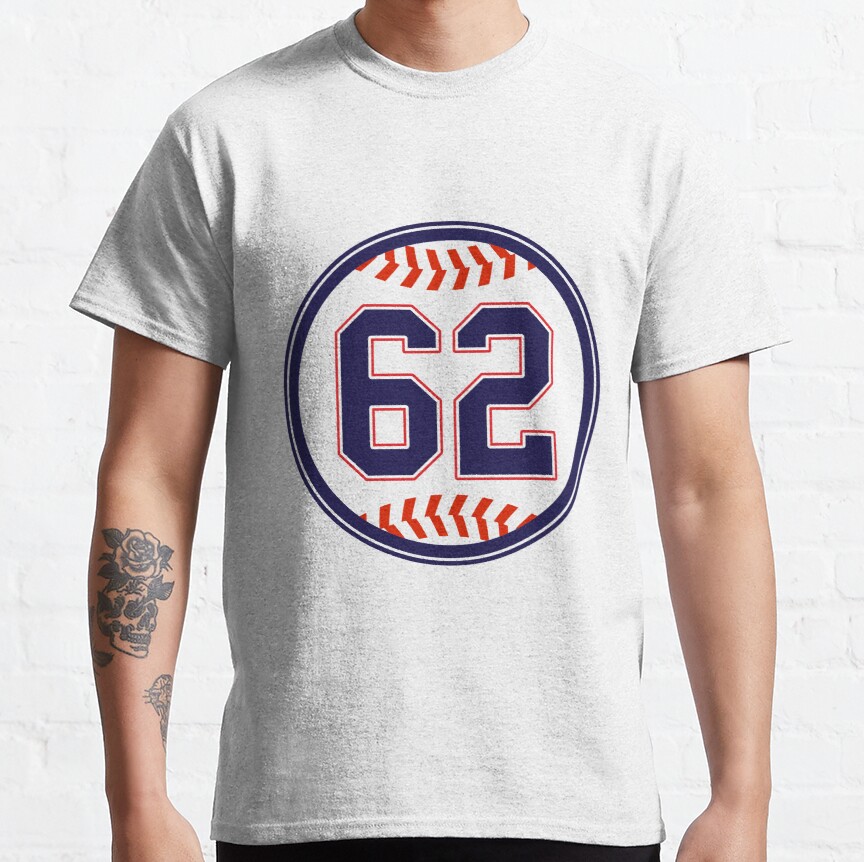 Baseball Jersey Number 62 Sixty Two Blue Classic T-Shirt