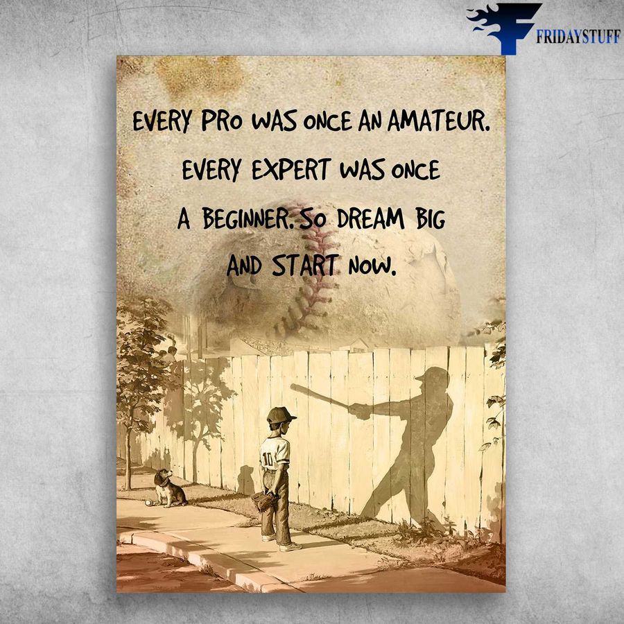 Baseball Lover and Every Pro Was Once An Amateur, Every Expert Was One A Big Dream Poster