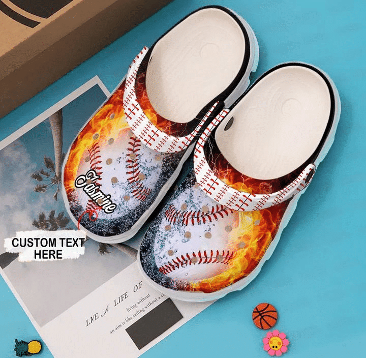 Baseball Personalized Fire Crocs Clog Shoes