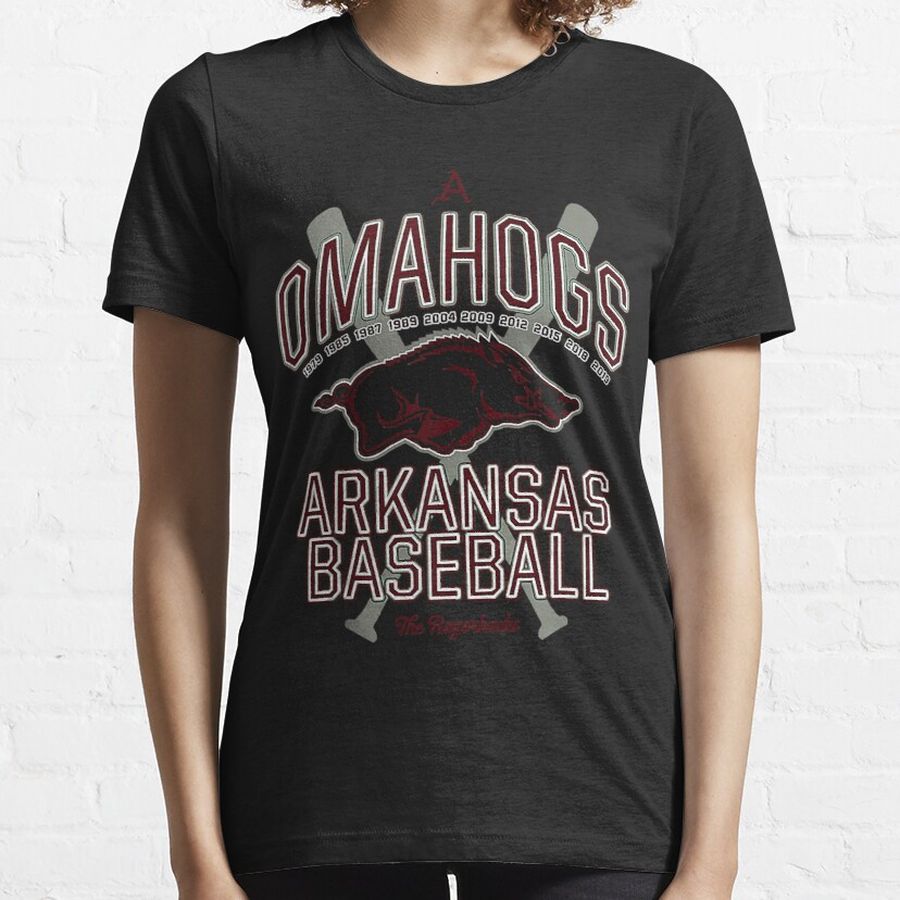 Baseball Pig Arkansas Fan Omahogs   Essential T-Shirt