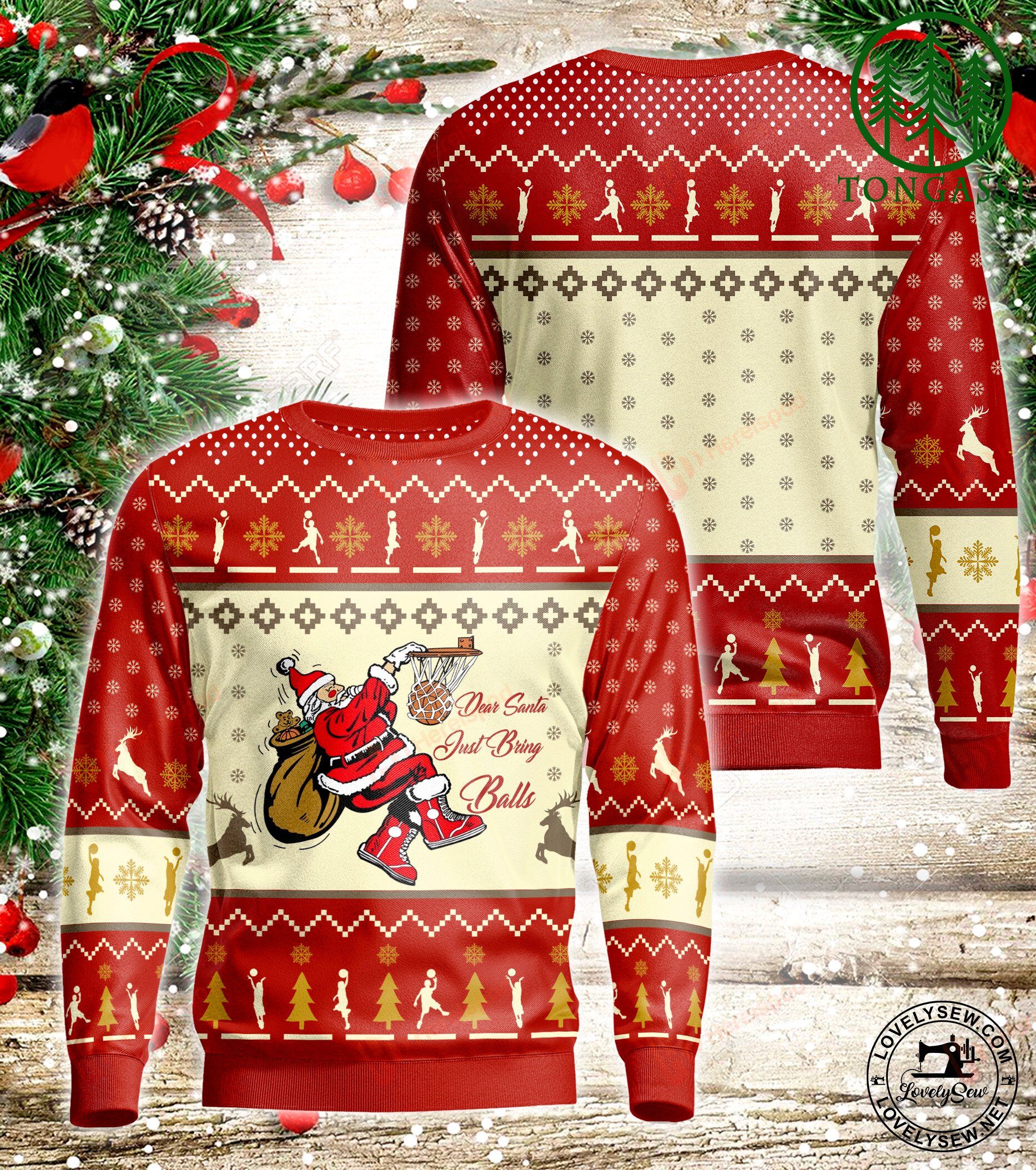 Basketball Dear Santa Just Bring Balls Ugly Sweater