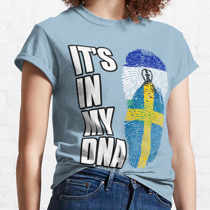 Basotho And Swedish Mix Heritage DNA Flag Classic T-Shirt