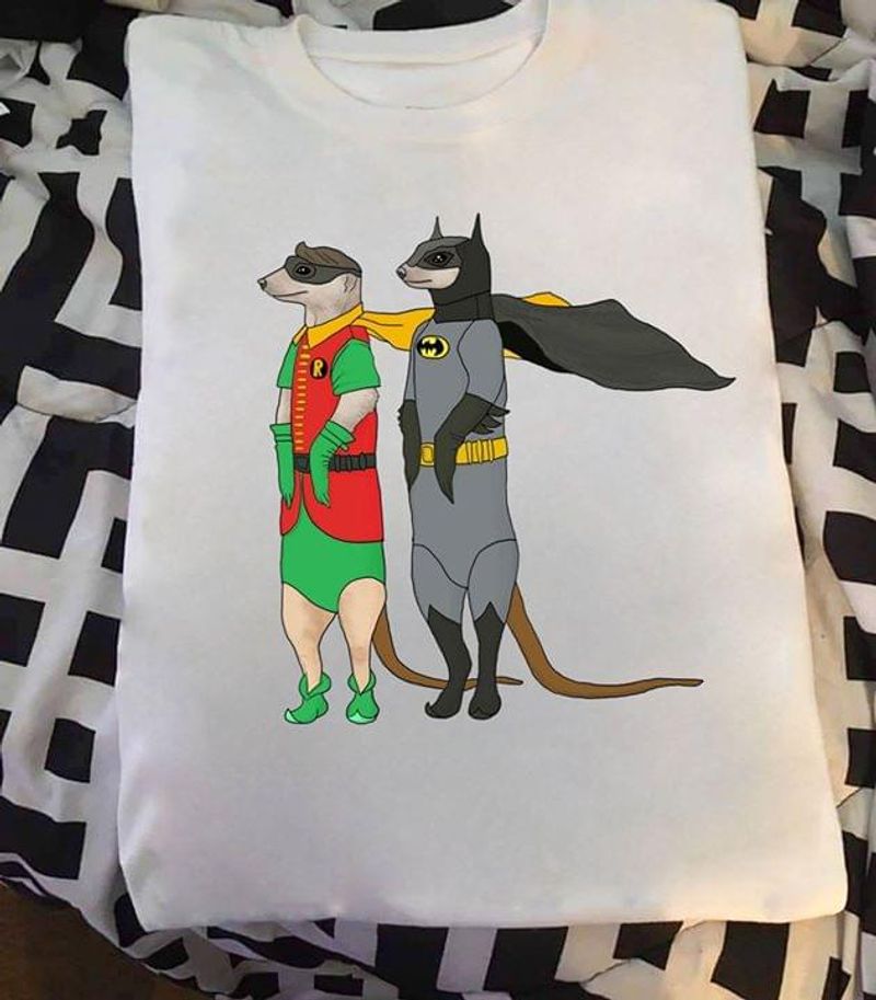 Batman And Robin Funny Ferret Superhero White T Shirt Men And Women S-6XL Cotton