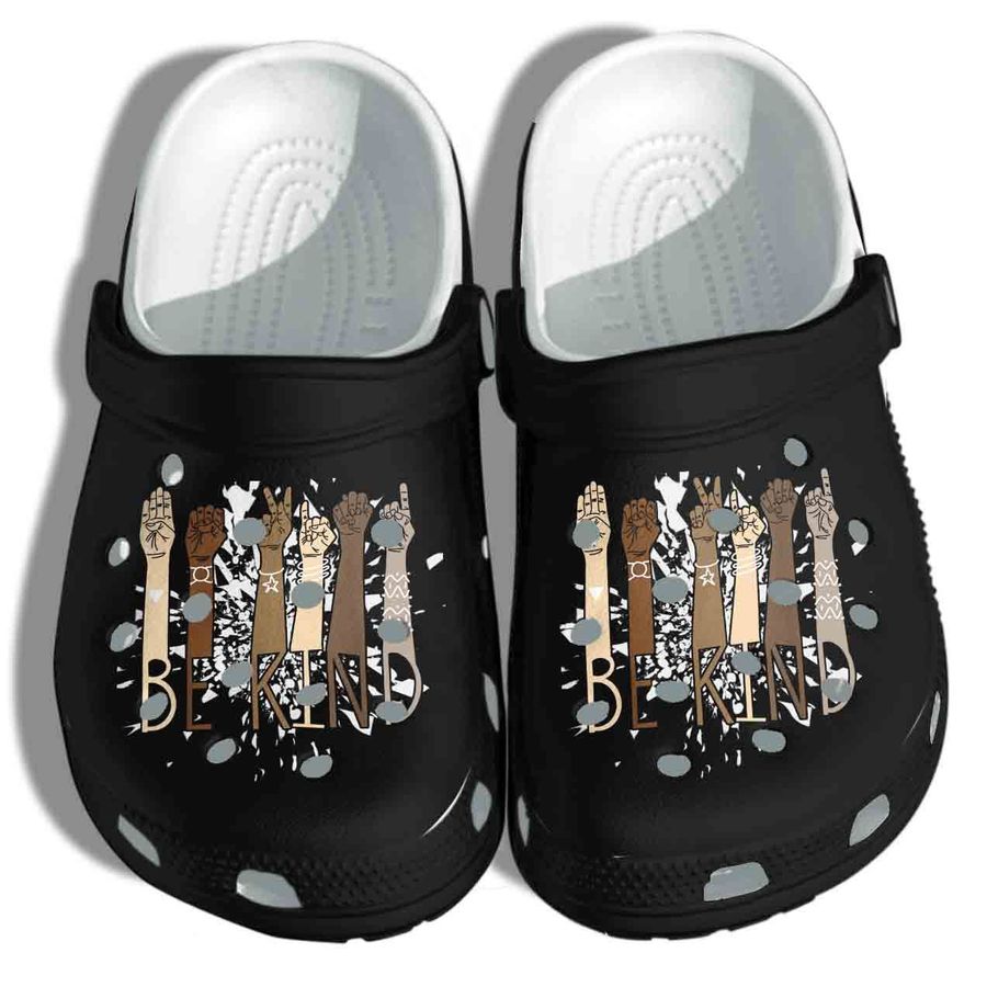 Be Kind Signal Hand Colorful Skin Shoes Crocs - Peace Black Girl Birthday Gifts Shoes