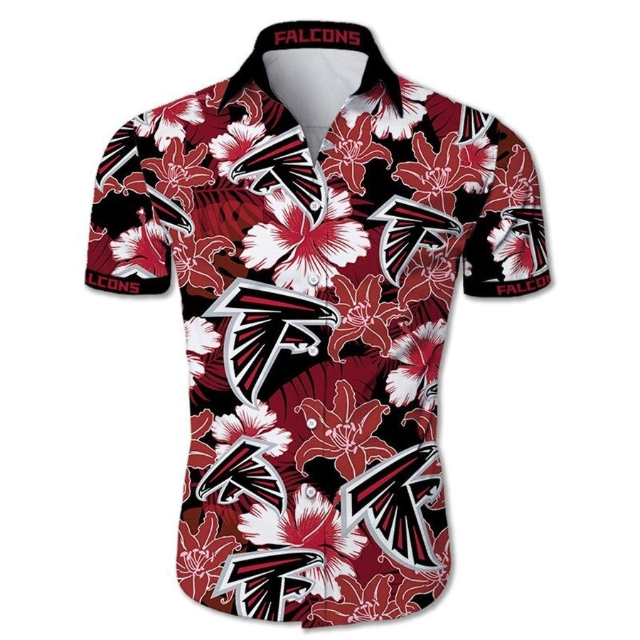 Beach Shirt Atlanta Falcons Hawaiian Shirt Tropical Flower Short Sleeve Slim Fit Body