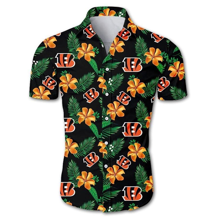 Beach Shirt Cincinnati Bengals Hawaiian Shirt Floral Button Up Slim Fit Body