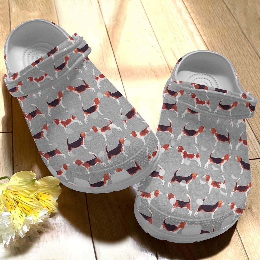 Beagle Grey Pattern Crocs Clog Shoes