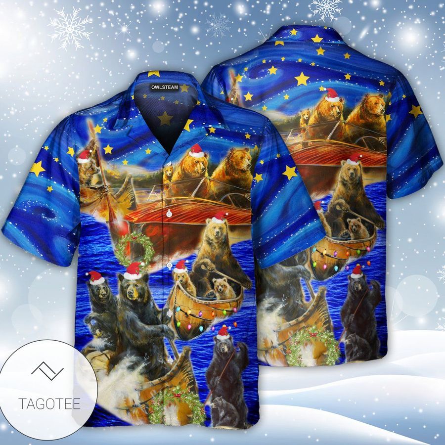 Bear Floats Boats Edition Merry Christmas Hawaiian Shirt