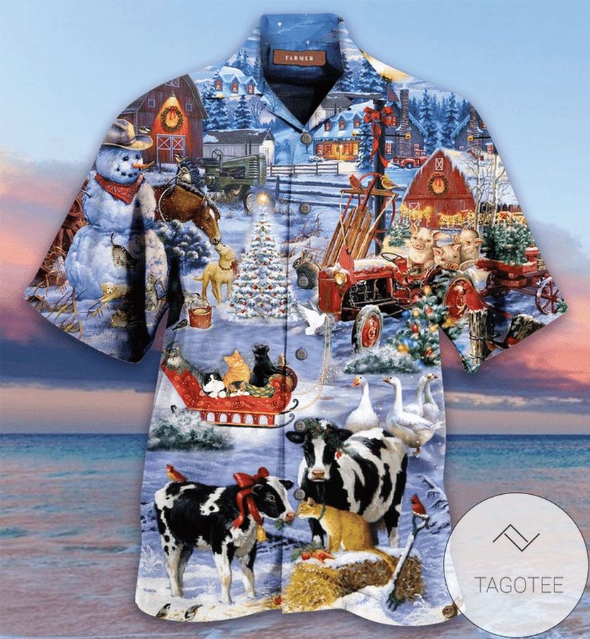 Beatuful Farm On Christmas Days Unisex Hawaiian Aloha Shirts