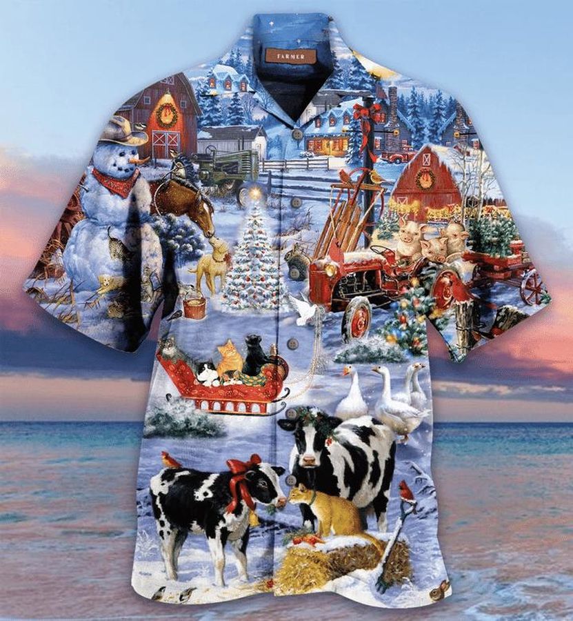 Beautiful Farm On Christmas Days Hawaiian Shirt Pre11970, Hawaiian shirt, beach shorts, One-Piece Swimsuit, Polo shirt, funny shirts, gift shirts