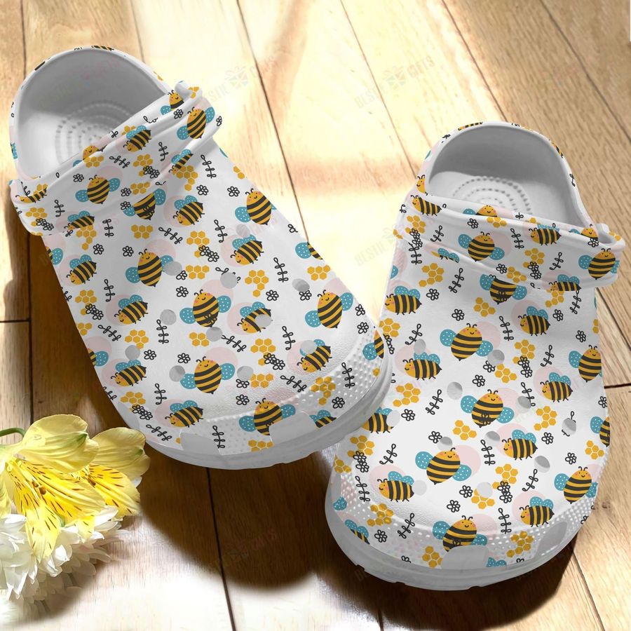 Bee Crocs Classic Clog Whitesole 5 Colors Pattern Shoes